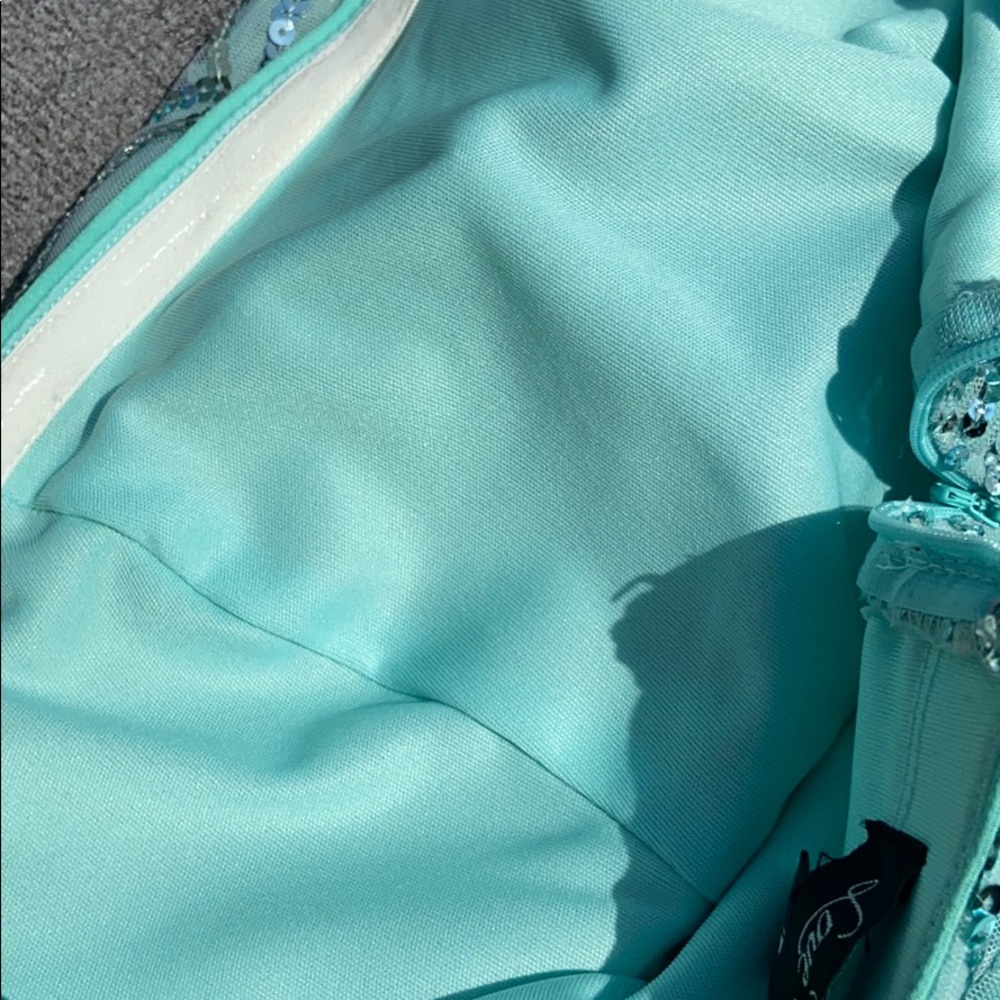 Turquoise High-Low prom Dress - Picture 5 of 7
